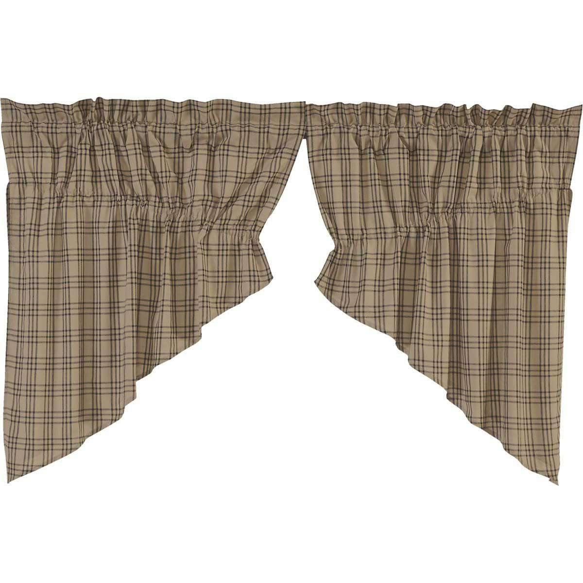 Sawyer Mill Charcoal Plaid Prairie Swag Curtain Set of 2 36x36x18 VHC Brands - The Fox Decor