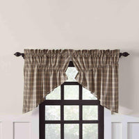 Thumbnail for Sawyer Mill Charcoal Plaid Prairie Swag Curtain Set of 2 36x36x18 VHC Brands shop now
