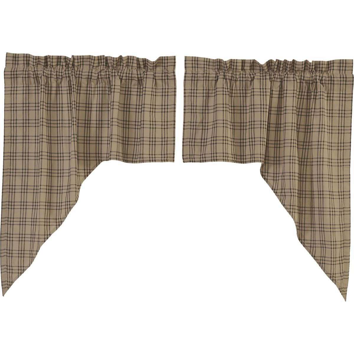 Sawyer Mill Charcoal Plaid Swag Curtain Set 36
