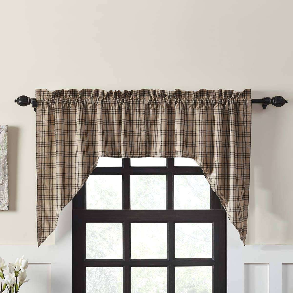 Sawyer Mill Charcoal Plaid Swag Curtain Set 36