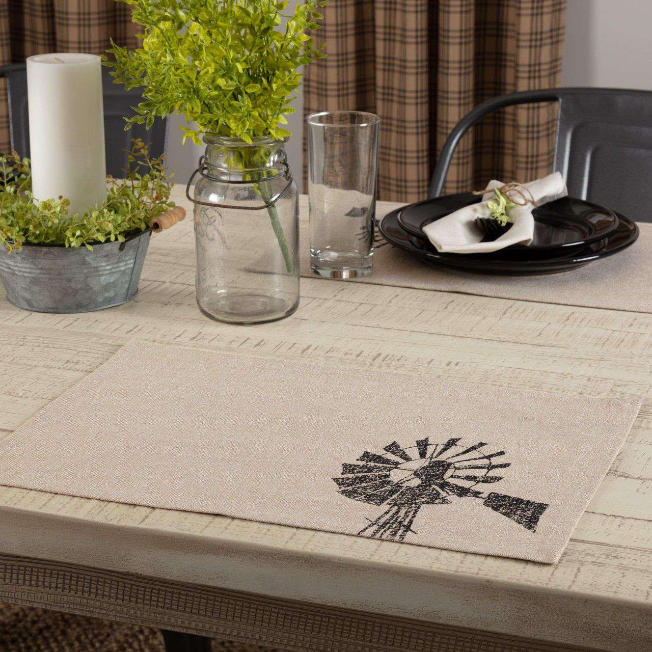 Sawyer Mill Charcoal Windmill Cotton Placemat Set of 6 - The Fox Decor
