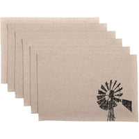 Thumbnail for Sawyer Mill Charcoal Windmill Cotton Placemat Set of 6 - The Fox Decor