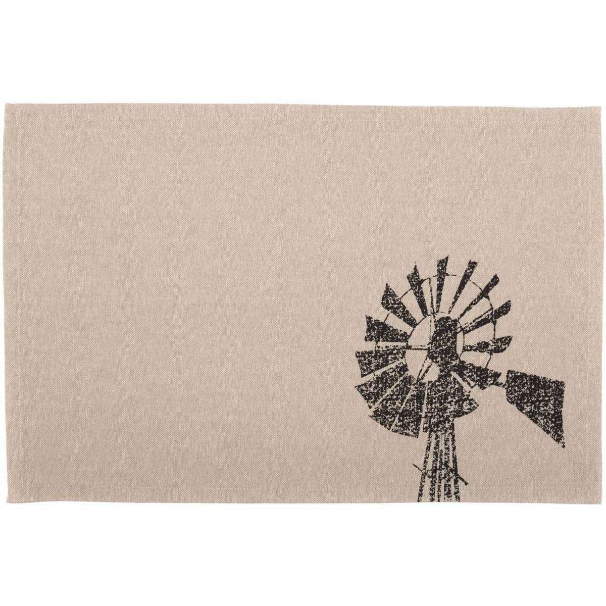 Sawyer Mill Charcoal Windmill Cotton Placemat Set of 6 - The Fox Decor