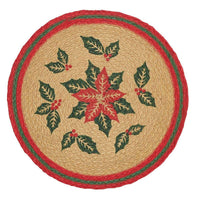 Thumbnail for Poinsettia Jute Braided Placemat Round Set of 6 VHC Brands - The Fox Decor