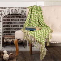 Thumbnail for Green Chevron Woven Throw 60