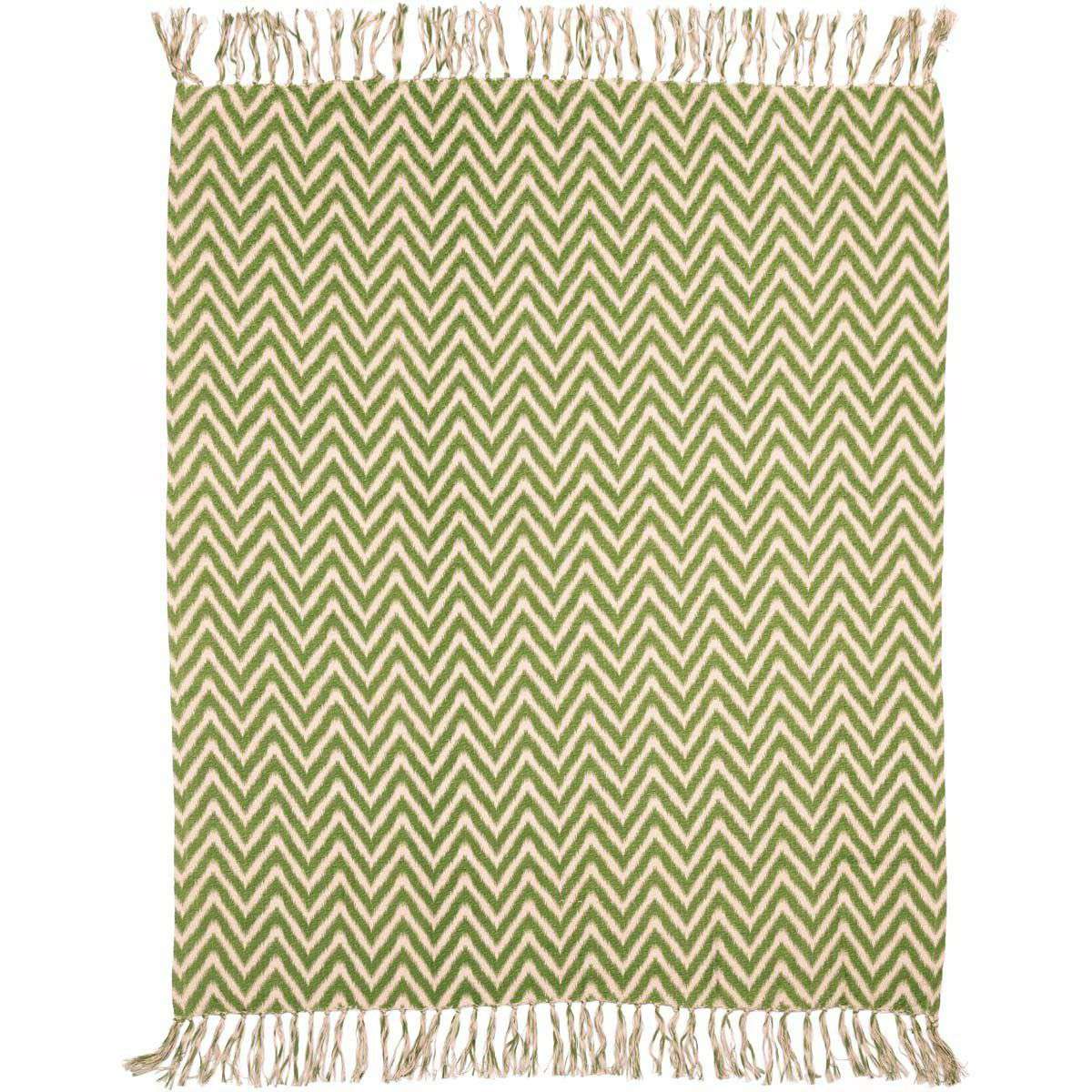 Green Chevron Woven Throw 60" x 50" Green VHC Brands - The Fox Decor