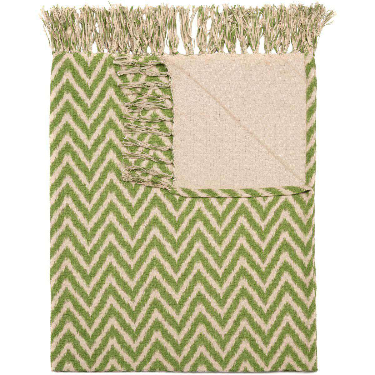 Green Chevron Woven Throw 60" x 50" Green VHC Brands - The Fox Decor