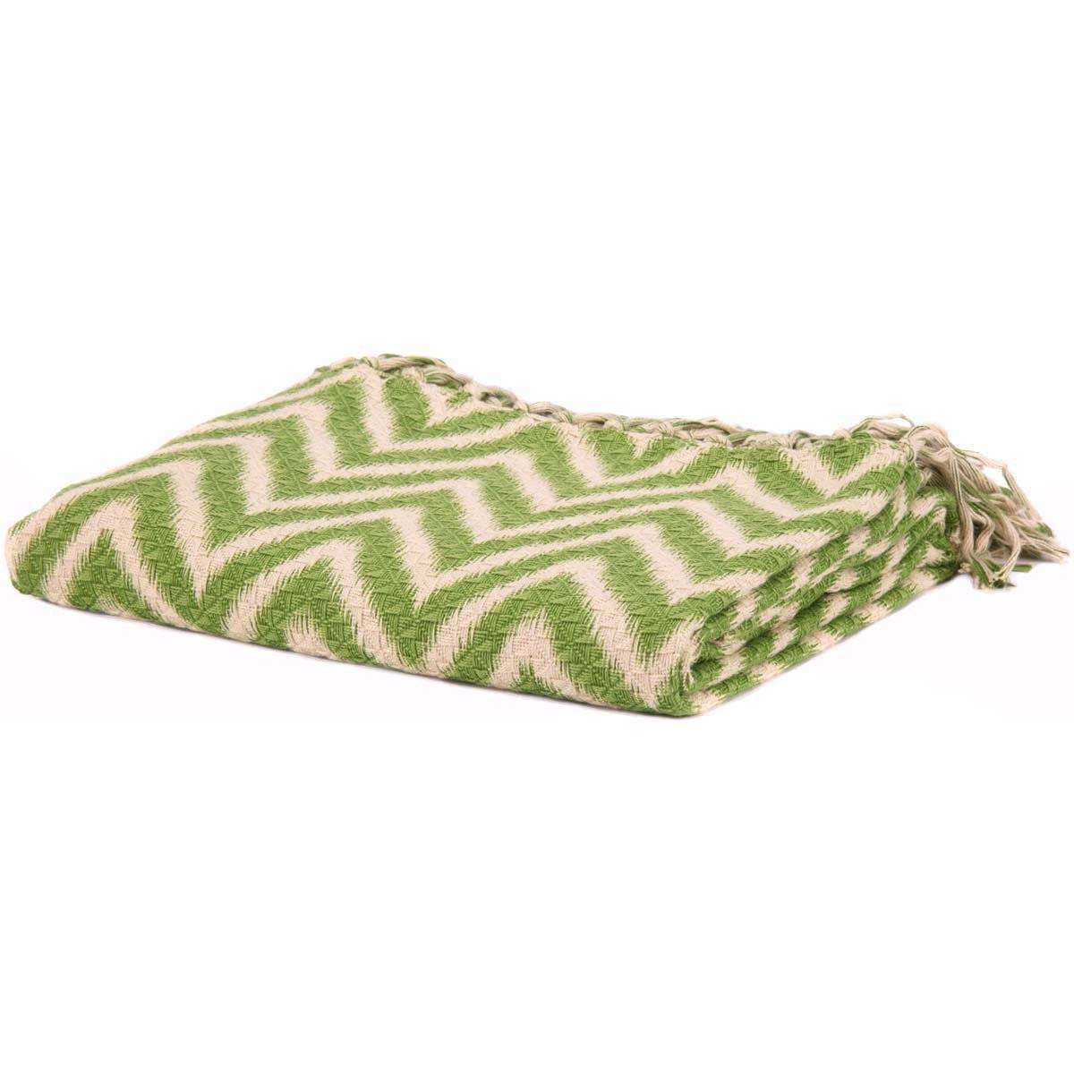 Green Chevron Woven Throw 60" x 50" Green VHC Brands - The Fox Decor