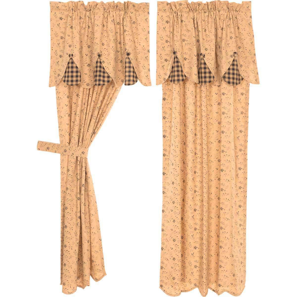 Maisie Short Panel Curtain Curtain Attached Scalloped Layered Valance Set of 2 63x36 - The Fox Decor