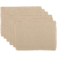 Thumbnail for Burlap Natural/Vintage White Placemats Set of 6 Fringed - The Fox Decor