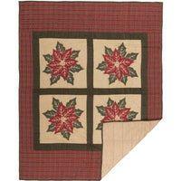 Thumbnail for National Quilt Museum Poinsettia Block Quilted Throw 60x50 - The Fox Decor