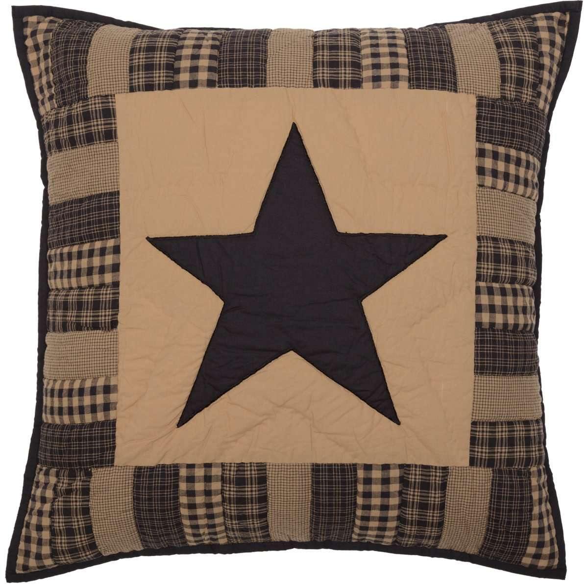 Black Check Star Quilted Euro Sham 26x26 VHC Brands - The Fox Decor