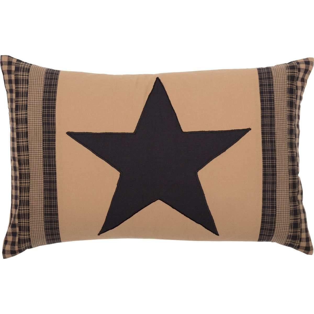 Black Check Star Patch Pillow 14x22 VHC Brands front