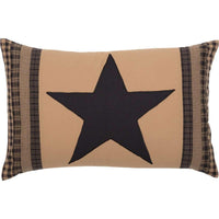 Thumbnail for Black Check Star Patch Pillow 14x22 VHC Brands front