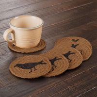 Thumbnail for Heritage Farms Crow Jute Coaster Set of 6 VHC Brands