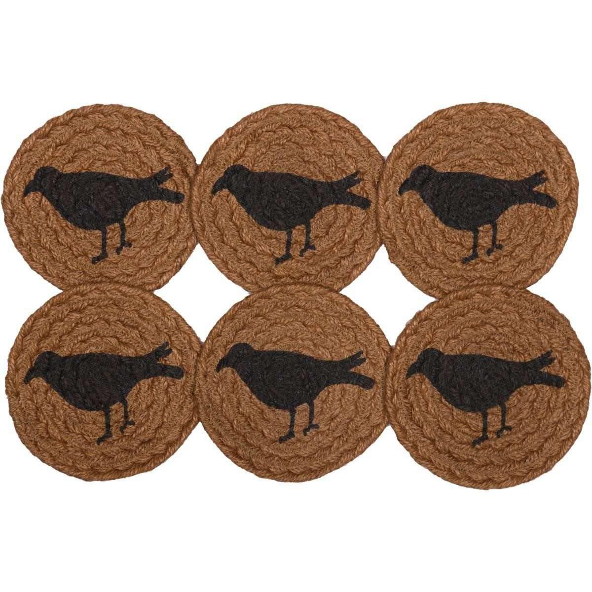 Heritage Farms Crow Jute Coaster Set of 6 VHC Brands