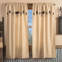 Thumbnail for Kettle Grove Short Panel Curtain with Attached Applique Crow and Star Valance Set of 2 63x36 VHC Brands - The Fox Decor