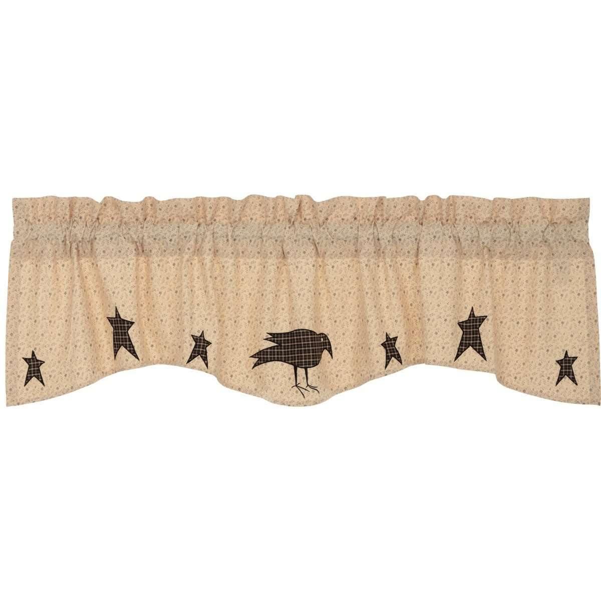 Kettle Grove Applique Crow and Star Valance Curtain 16x60 - The Fox Decor