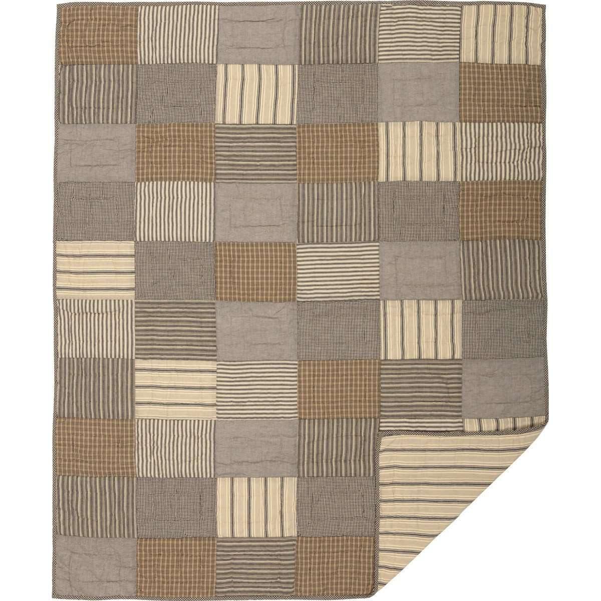 Sawyer Mill Charcoal Block Quilted Throw 60x50 VHC Brands full