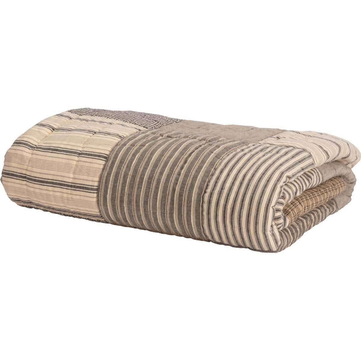 Sawyer Mill Charcoal Block Quilted Throw 60x50 VHC Brands folded