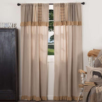 Thumbnail for Sawyer Mill Charcoal/Blue/Red Panel Curtain with Attached Patchwork Valance Set of 2 84x40 - The Fox Decor