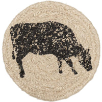 Thumbnail for Sawyer Mill Charcoal Cow Jute Coaster 