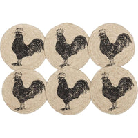 Thumbnail for Sawyer Mill Charcoal Poultry Jute Coaster Set of 6 VHC Brands - The Fox Decor