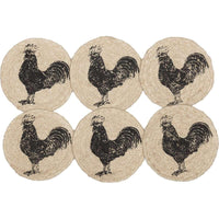 Thumbnail for Sawyer Mill Charcoal Poultry Jute Coaster Set of 6 VHC Brands