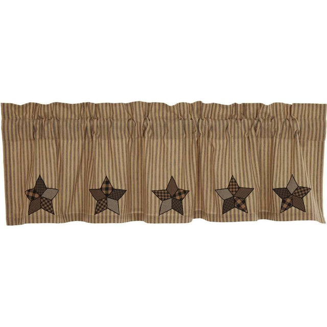 Farmhouse Star Applique Valance Raven, Creme, Charcoal Grey - The Fox Decor