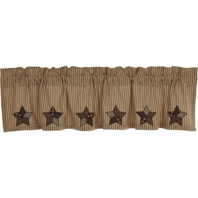 Farmhouse Star Applique Valance Raven, Creme, Charcoal Grey - The Fox Decor