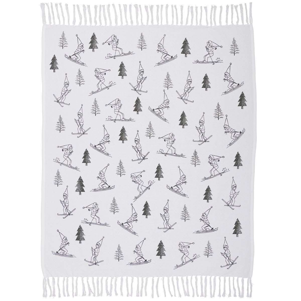 Ski Valley Woven Throw 60" x 50" White, Black VHC Brands - The Fox Decor