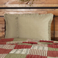 Thumbnail for Prairie Winds Green Ticking Stripe Euro Sham 26x26 VHC Brands - The Fox Decor