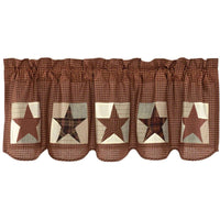 Thumbnail for Abilene Patch Block and Star Valance Curtain Burgundy VHC Brands - The Fox Decor