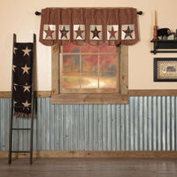 Thumbnail for Abilene Patch Block and Star Valance Curtain Burgundy VHC Brands - The Fox Decor