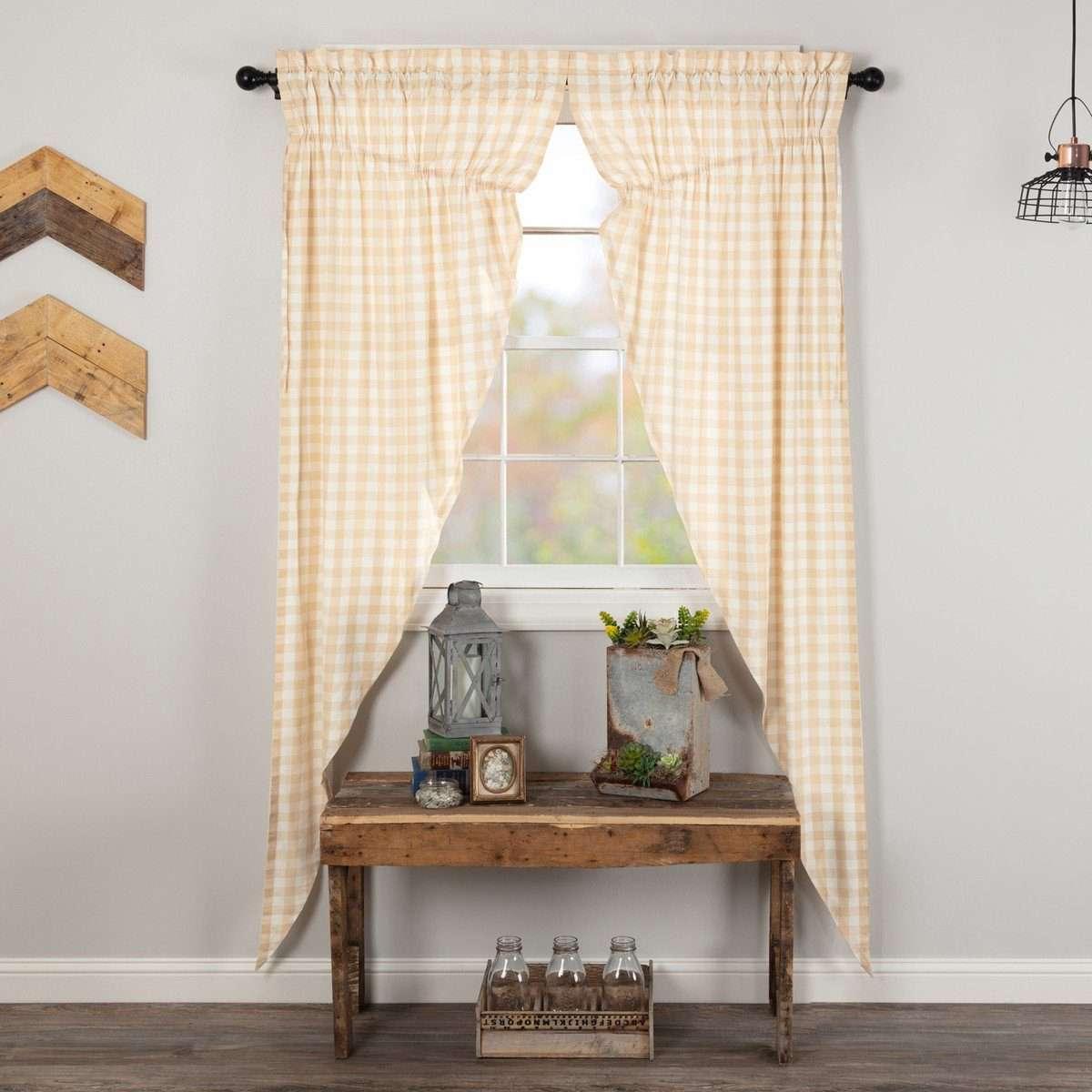 Annie Buffalo Tan Check Prairie Long Panel Curtain Set of 2 - The Fox Decor