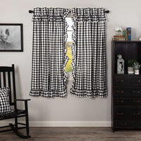 Thumbnail for Annie Buffalo Black Check Ruffled Short Panel Curtain Set of 2 63