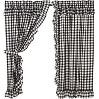 Thumbnail for Annie Buffalo Black Check Ruffled Short Panel Curtain Set of 2 63