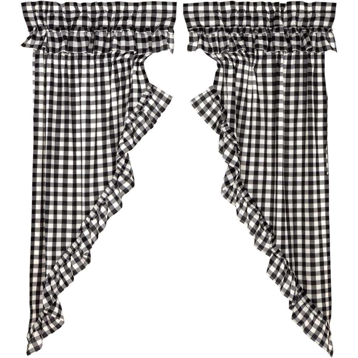 Annie Buffalo Black Check Ruffled Prairie Short Panel Curtain Set of 2 - The Fox Decor