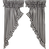 Thumbnail for Annie Buffalo Black Check Ruffled Prairie Short Panel Curtain Set of 2 - The Fox Decor