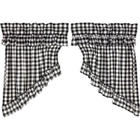 Thumbnail for Annie Buffalo Black Check Ruffled Prairie Swag Curtain Set of 2 - The Fox Decor