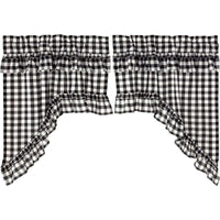 Thumbnail for Annie Buffalo Black Check Ruffled Swag Curtain Set of 2 36x36x16 VHC Brands - The Fox Decor