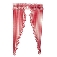 Thumbnail for Annie Buffalo Red Check Ruffled Prairie Long Panel Curtain Set of 2 - The Fox Decor