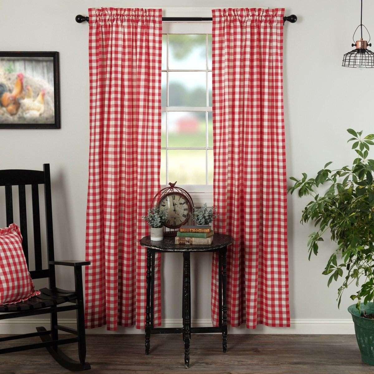 Annie Buffalo Black/Grey/Red/Tan Check Panel Curtain Set of 2 84x40 - The Fox Decor