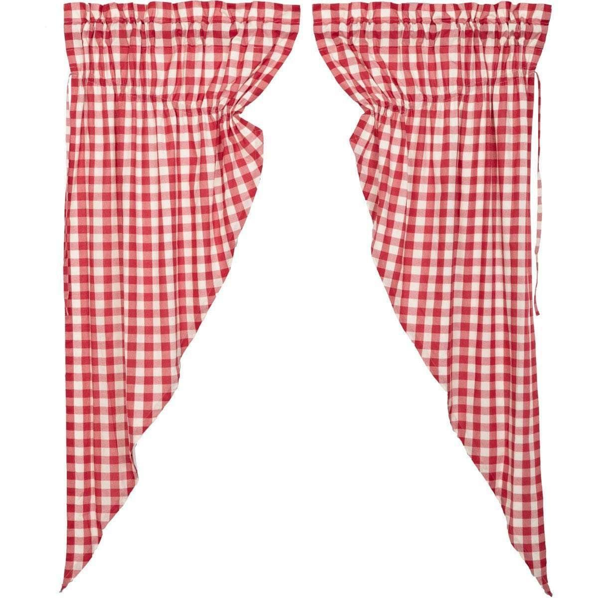 Annie Buffalo Red Check Prairie Short Panel Curtain Set of 2 63x36x18 VHC Brands - The Fox Decor