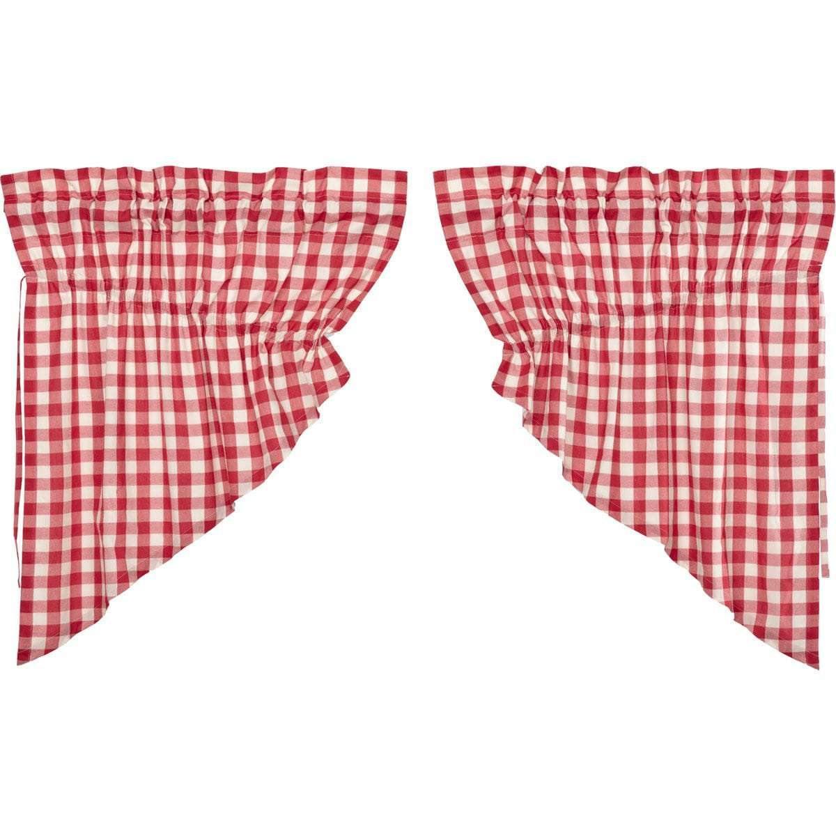 Annie Buffalo Red Check Prairie Swag Set of 2 36x36x18 VHC Brands - The Fox Decor