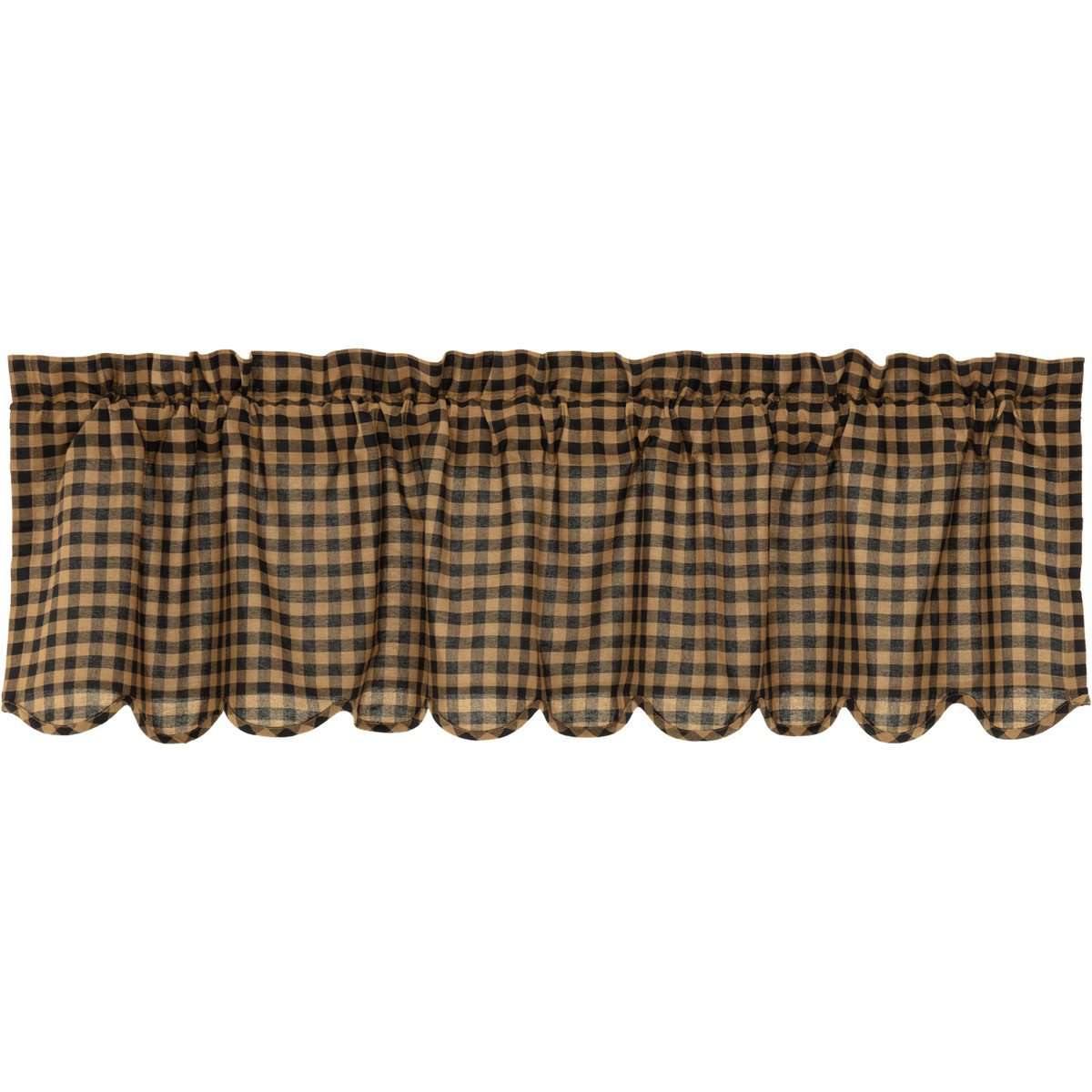 Black Check Scalloped Valance Curtain 16x60 VHC Brands - The Fox Decor