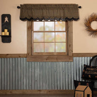 Thumbnail for Black Check Scalloped Layered Valance Curtain 16x60 VHC Brands - The Fox Decor