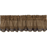 Thumbnail for Black Check Scalloped Layered Valance Curtain 16x60 VHC Brands - The Fox Decor