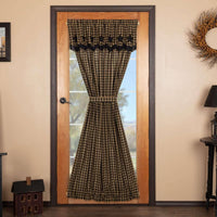 Thumbnail for Black Star Door Panel Curtain with Attached Scalloped Layered Valance 72