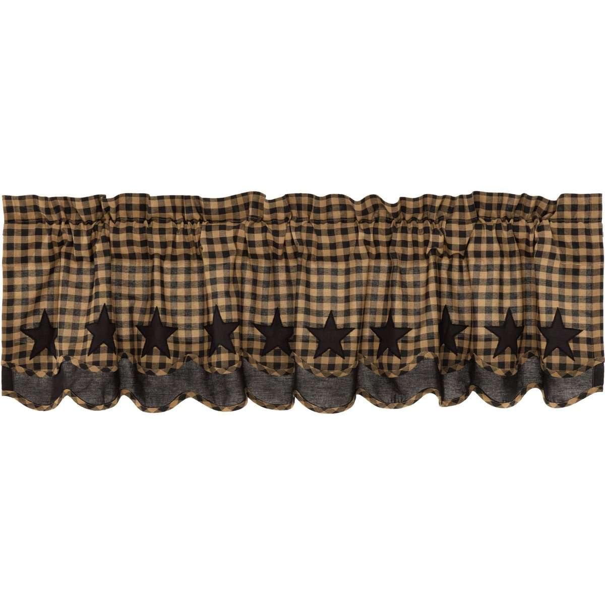 Black Star Scalloped Layered Valance Curtain 16x60 VHC Brands - The Fox Decor